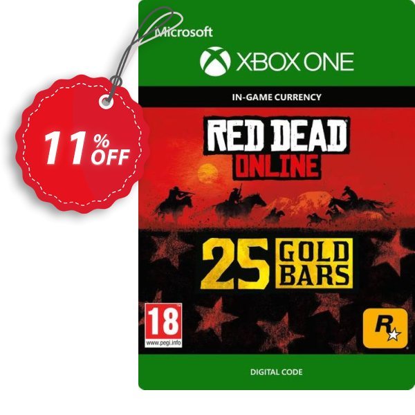 Red Dead Online: 25 Gold Bars Xbox One Coupon, discount Red Dead Online: 25 Gold Bars Xbox One Deal. Promotion: Red Dead Online: 25 Gold Bars Xbox One Exclusive Easter Sale offer 