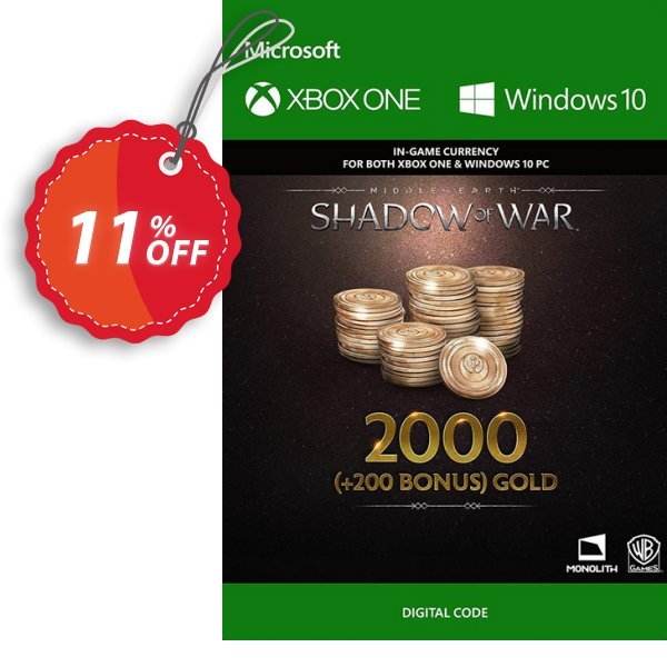 Middle-Earth: Shadow of War - 2200 Gold Xbox One Coupon, discount Middle-Earth: Shadow of War - 2200 Gold Xbox One Deal. Promotion: Middle-Earth: Shadow of War - 2200 Gold Xbox One Exclusive Easter Sale offer 