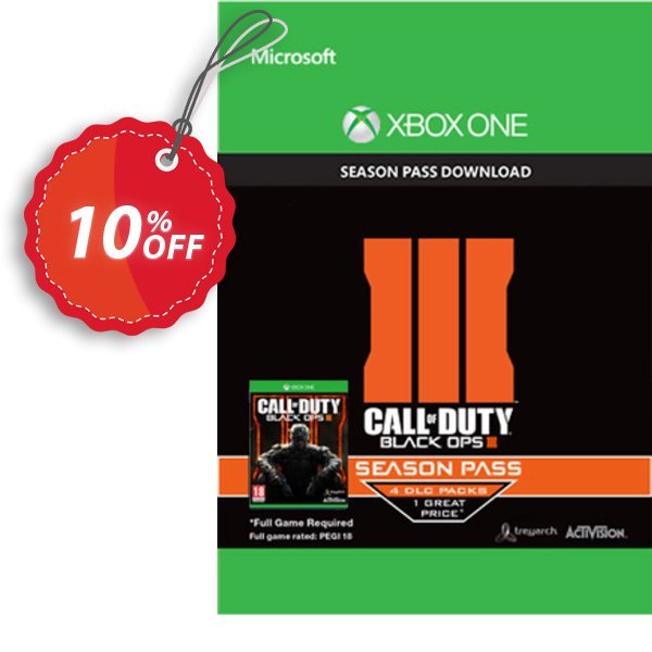 Call of Duty, COD : Black Ops III 3 Season Pass, Xbox One  Coupon, discount Call of Duty (COD): Black Ops III 3 Season Pass (Xbox One) Deal. Promotion: Call of Duty (COD): Black Ops III 3 Season Pass (Xbox One) Exclusive Easter Sale offer 