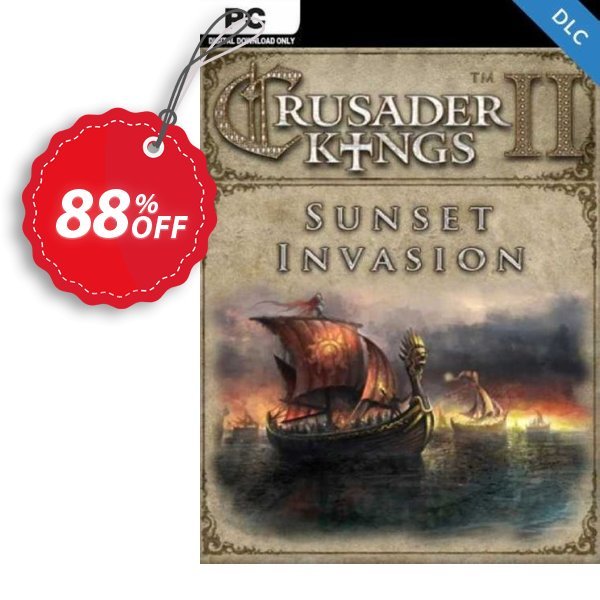 Crusader Kings II: Sunset Invasion PC - DLC Coupon, discount Crusader Kings II: Sunset Invasion PC - DLC Deal 2024 CDkeys. Promotion: Crusader Kings II: Sunset Invasion PC - DLC Exclusive Sale offer 