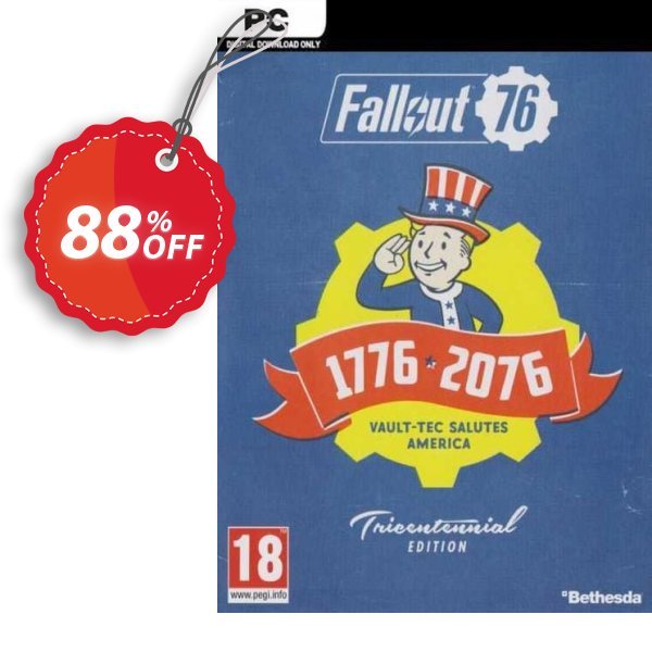 Fallout 76 Tricentennial Edition PC Coupon, discount Fallout 76 Tricentennial Edition PC Deal 2024 CDkeys. Promotion: Fallout 76 Tricentennial Edition PC Exclusive Sale offer 
