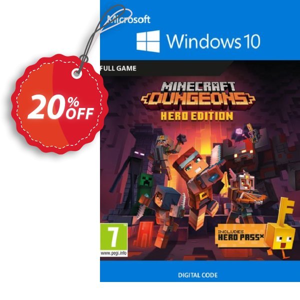 Minecraft Dungeons: Hero Edition - WINDOWS 10 PC, UK  Coupon, discount Minecraft Dungeons: Hero Edition - Windows 10 PC (UK) Deal 2024 CDkeys. Promotion: Minecraft Dungeons: Hero Edition - Windows 10 PC (UK) Exclusive Sale offer 
