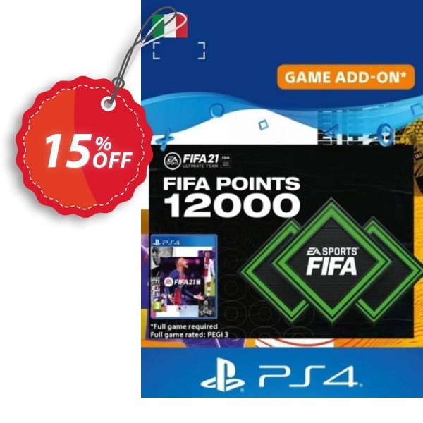 FIFA 21 Ultimate Team 12000 Points Pack PS4/PS5, Italy  Coupon, discount FIFA 21 Ultimate Team 12000 Points Pack PS4/PS5 (Italy) Deal 2024 CDkeys. Promotion: FIFA 21 Ultimate Team 12000 Points Pack PS4/PS5 (Italy) Exclusive Sale offer 