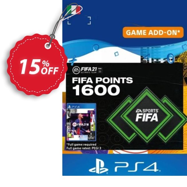 FIFA 21 Ultimate Team 1600 Points Pack PS4/PS5, Italy  Coupon, discount FIFA 21 Ultimate Team 1600 Points Pack PS4/PS5 (Italy) Deal 2024 CDkeys. Promotion: FIFA 21 Ultimate Team 1600 Points Pack PS4/PS5 (Italy) Exclusive Sale offer 