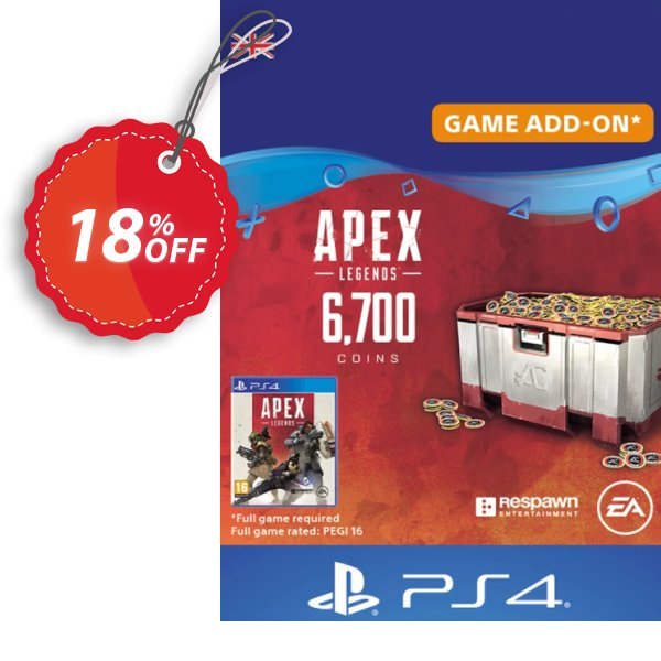 Apex Legends 6700 Coins PS4, UK  Coupon, discount Apex Legends 6700 Coins PS4 (UK) Deal 2024 CDkeys. Promotion: Apex Legends 6700 Coins PS4 (UK) Exclusive Sale offer 