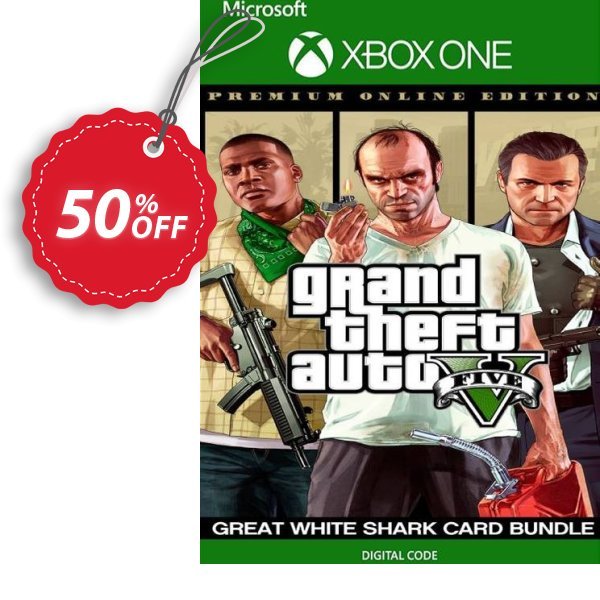 Grand Theft Auto V: Premium Online Edition & Great White Shark Card Bundle Xbox One, UK  Coupon, discount Grand Theft Auto V: Premium Online Edition & Great White Shark Card Bundle Xbox One (UK) Deal 2024 CDkeys. Promotion: Grand Theft Auto V: Premium Online Edition & Great White Shark Card Bundle Xbox One (UK) Exclusive Sale offer 