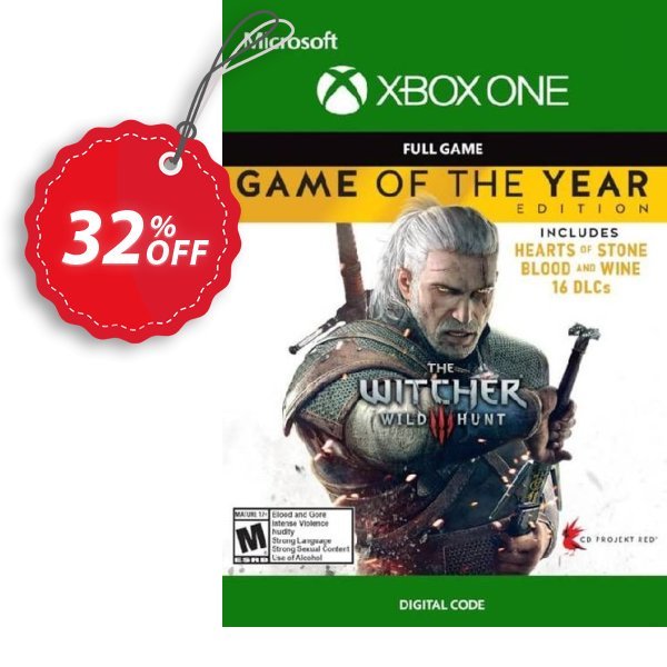 The Witcher 3: Wild Hunt – Game of the Year Edition Xbox One, WW  Coupon, discount The Witcher 3: Wild Hunt – Game of the Year Edition Xbox One (WW) Deal 2024 CDkeys. Promotion: The Witcher 3: Wild Hunt – Game of the Year Edition Xbox One (WW) Exclusive Sale offer 