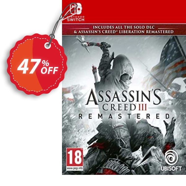 Assassin&#039;s Creed III Remastered Switch, EU  Coupon, discount Assassin's Creed III Remastered Switch (EU) Deal 2024 CDkeys. Promotion: Assassin's Creed III Remastered Switch (EU) Exclusive Sale offer 