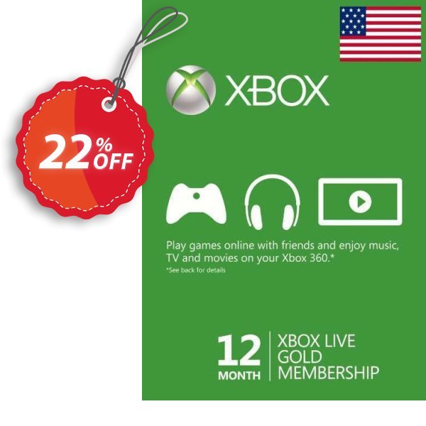 12 Month Xbox Live Gold Membership Xbox One/360, USA  Coupon, discount 12 Month Xbox Live Gold Membership Xbox One/360 (USA) Deal 2024 CDkeys. Promotion: 12 Month Xbox Live Gold Membership Xbox One/360 (USA) Exclusive Sale offer 