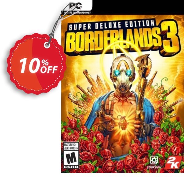 Borderlands 3 Super Deluxe Edition PC + DLC, US/AUS/JP  Coupon, discount Borderlands 3 Super Deluxe Edition PC + DLC (US/AUS/JP) Deal. Promotion: Borderlands 3 Super Deluxe Edition PC + DLC (US/AUS/JP) Exclusive offer 