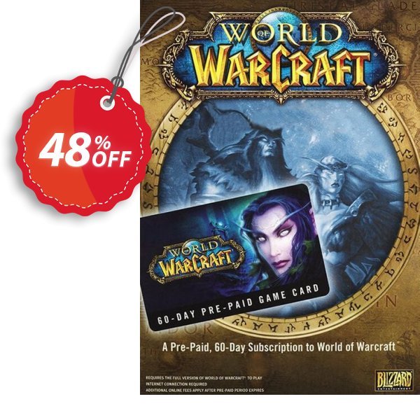 World of Warcraft 60 Day Pre-paid Game Card PC/MAC Coupon, discount World of Warcraft 60 Day Pre-paid Game Card PC/Mac Deal. Promotion: World of Warcraft 60 Day Pre-paid Game Card PC/Mac Exclusive offer 