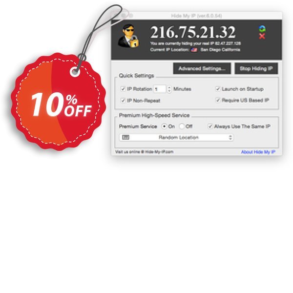 Hide My IP for MAC Coupon, discount Hide My IP for Mac Exclusive offer code 2024. Promotion: Exclusive offer code of Hide My IP for Mac 2024
