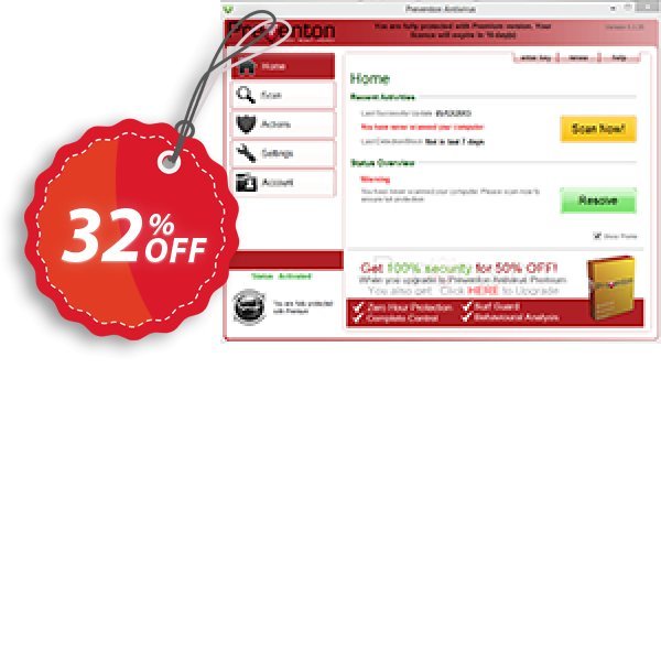 Preventon Antivirus Premium Coupon, discount Preventon Antivirus Premium Stirring offer code 2025. Promotion: Impressive discount code of Preventon Antivirus Premium 2024