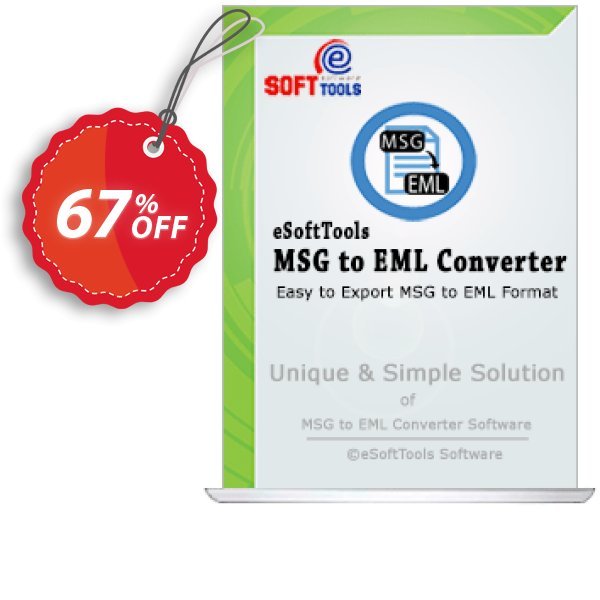 eSoftTools MSG to EML Converter Coupon, discount Coupon code eSoftTools MSG to EML Converter - Personal License. Promotion: eSoftTools MSG to EML Converter - Personal License offer from eSoftTools Software