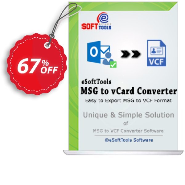 eSoftTools MSG to vCard Converter - Enterprise Plan Coupon, discount Coupon code eSoftTools MSG to vCard Converter - Enterprise License. Promotion: eSoftTools MSG to vCard Converter - Enterprise License offer from eSoftTools Software