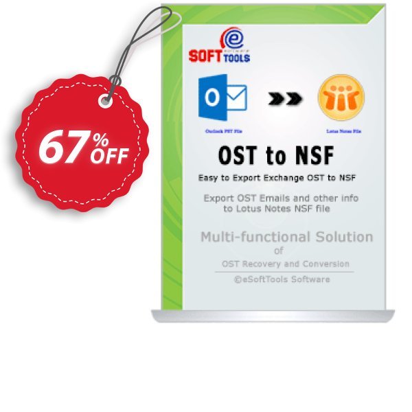 eSoftTools OST to NSF Converter - Corporate Plan Coupon, discount Coupon code eSoftTools OST to NSF Converter - Corporate License. Promotion: eSoftTools OST to NSF Converter - Corporate License offer from eSoftTools Software