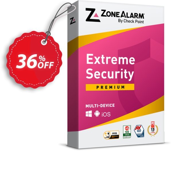 ZoneAlarm Extreme Security, 10 Devices  Coupon, discount 36% OFF ZoneAlarm Extreme Security (10 Devices), verified. Promotion: Amazing offer code of ZoneAlarm Extreme Security (10 Devices), tested & approved