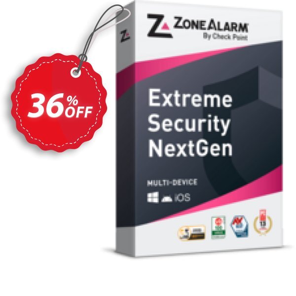 ZoneAlarm Extreme Security, 10 Devices  Coupon, discount 36% OFF ZoneAlarm Extreme Security (10 Devices), verified. Promotion: Amazing offer code of ZoneAlarm Extreme Security (10 Devices), tested & approved