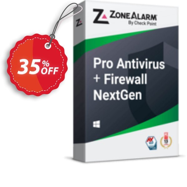 ZoneAlarm Pro Antivirus + Firewall, 10 PCs Plan  Coupon, discount 35% OFF ZoneAlarm Pro Antivirus + Firewall (10 PCs License), verified. Promotion: Amazing offer code of ZoneAlarm Pro Antivirus + Firewall (10 PCs License), tested & approved