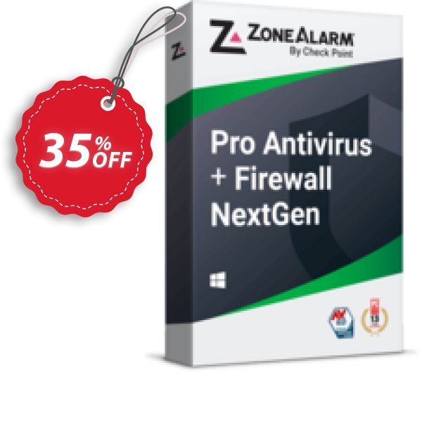 ZoneAlarm Pro Antivirus + Firewall, 50 PCs Plan  Coupon, discount 35% OFF ZoneAlarm Pro Antivirus + Firewall (50 PCs License), verified. Promotion: Amazing offer code of ZoneAlarm Pro Antivirus + Firewall (50 PCs License), tested & approved