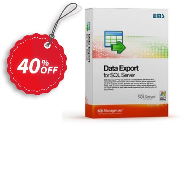 EMS Data Export for SQL Server, Business + Yearly Maintenance Coupon, discount Coupon code EMS Data Export for SQL Server (Business) + 1 Year Maintenance. Promotion: EMS Data Export for SQL Server (Business) + 1 Year Maintenance Exclusive offer 