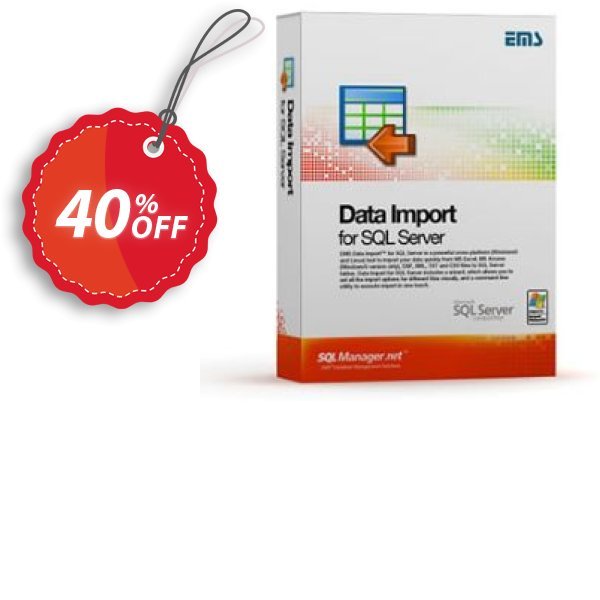 EMS Data Import for SQL Server, Business + Yearly Maintenance Coupon, discount Coupon code EMS Data Import for SQL Server (Business) + 1 Year Maintenance. Promotion: EMS Data Import for SQL Server (Business) + 1 Year Maintenance Exclusive offer 