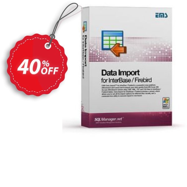 EMS Data Import for InterBase/Firebird, Business + 2 Year Maintenance Coupon, discount Coupon code EMS Data Import for InterBase/Firebird (Business) + 2 Year Maintenance. Promotion: EMS Data Import for InterBase/Firebird (Business) + 2 Year Maintenance Exclusive offer 