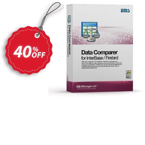 EMS Data Comparer for InterBase/Firebird, Business + Yearly Maintenance Coupon, discount We are pleased to announce discount for all MySQL tools until February 13th, 2025.. Promotion: EMS Data Comparer for InterBase/Firebird (Business) + 1 Year Maintenance Exclusive offer