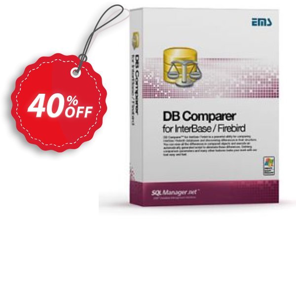 EMS DB Comparer for InterBase/Firebird, Business + Yearly Maintenance Coupon, discount We are pleased to announce discount for all MySQL tools until February 13th, 2025.. Promotion: EMS DB Comparer for InterBase/Firebird (Business) + 1 Year Maintenance Exclusive offer