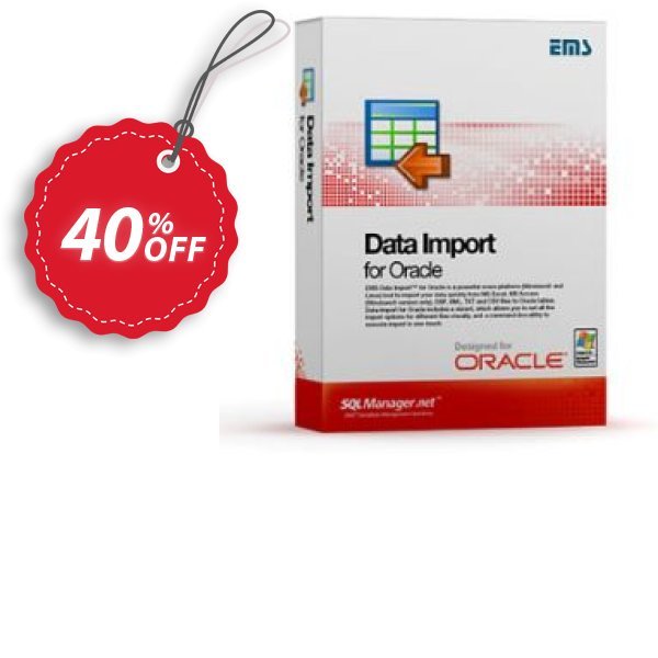 EMS Data Import for Oracle, Business + Yearly Maintenance Coupon, discount Coupon code EMS Data Import for Oracle (Business) + 1 Year Maintenance. Promotion: EMS Data Import for Oracle (Business) + 1 Year Maintenance Exclusive offer 