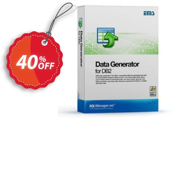 EMS Data Generator for DB2, Business + Yearly Maintenance Coupon, discount Coupon code EMS Data Generator for DB2 (Business) + 1 Year Maintenance. Promotion: EMS Data Generator for DB2 (Business) + 1 Year Maintenance Exclusive offer 