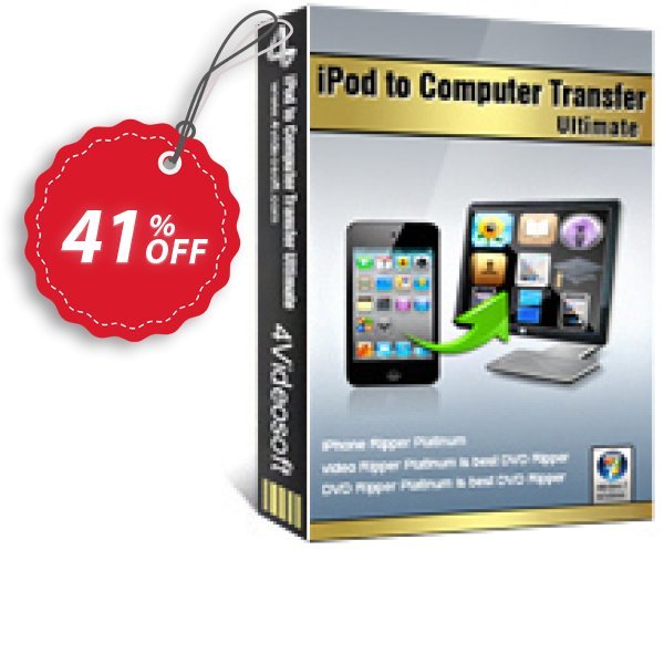 4Videosoft iPod to Computer Transfer Ultimate Coupon, discount 4Videosoft iPod to Computer Transfer Ultimate super deals code 2024. Promotion: super deals code of 4Videosoft iPod to Computer Transfer Ultimate 2024