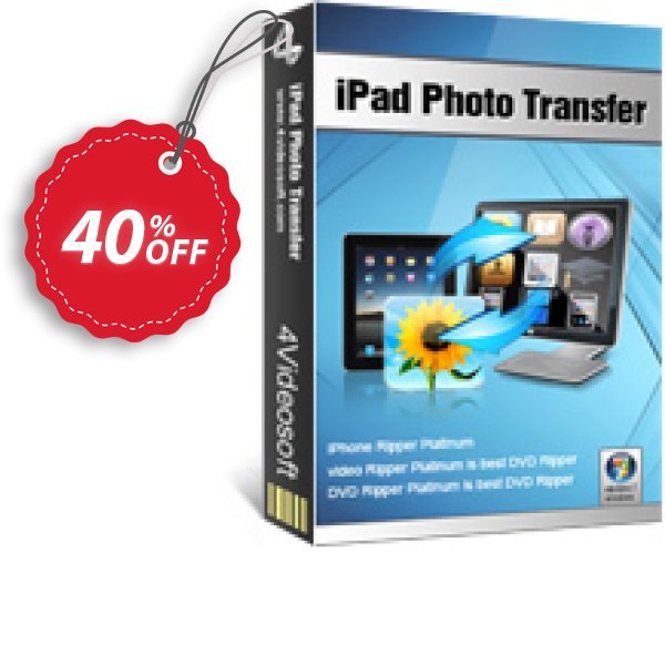4Videosoft iPad Photo Transfer Coupon, discount 4Videosoft iPad Photo Transfer hottest discounts code 2024. Promotion: hottest discounts code of 4Videosoft iPad Photo Transfer 2024