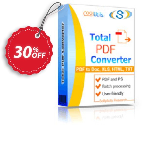 Coolutils Total PDF Converter, Commercial Plan  Coupon, discount 30% OFF JoyceSoft. Promotion: 