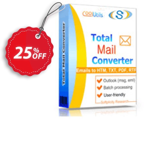 Coolutils Total Mail Converter, Commercial Plan  Coupon, discount 25% OFF Coolutils Total Mail Converter (Commercial License), verified. Promotion: Dreaded discounts code of Coolutils Total Mail Converter (Commercial License), tested & approved