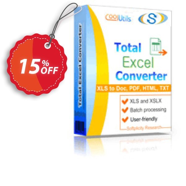 Coolutils Total Excel Converter, Server Plan  Coupon, discount 15% OFF Coolutils Total Excel Converter (Server License), verified. Promotion: Dreaded discounts code of Coolutils Total Excel Converter (Server License), tested & approved