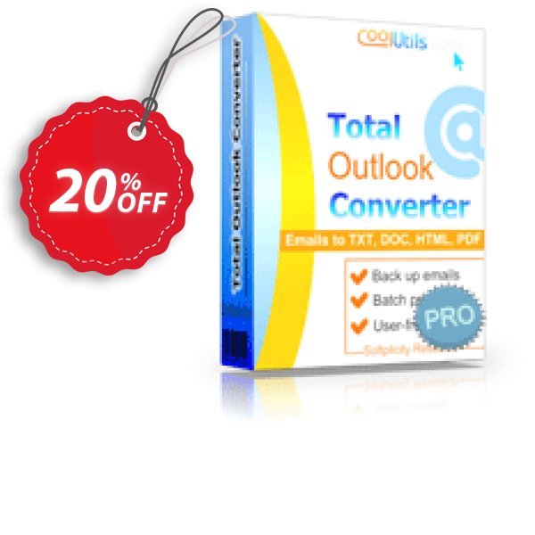 Coolutils Total Outlook Converter Pro, Commercial Plan  Coupon, discount 20% OFF Coolutils Total Outlook Converter Pro (Commercial License), verified. Promotion: Dreaded discounts code of Coolutils Total Outlook Converter Pro (Commercial License), tested & approved