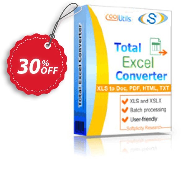 Coolutils Total Excel Converter, Commercial Plan  Coupon, discount 30% OFF Coolutils Total Excel Converter (Commercial License), verified. Promotion: Dreaded discounts code of Coolutils Total Excel Converter (Commercial License), tested & approved