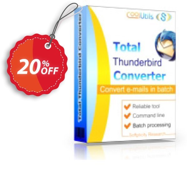 Coolutils Total Thunderbird Converter Pro, Commercial Plan  Coupon, discount 20% OFF Coolutils Total Thunderbird Converter Pro (Commercial License), verified. Promotion: Dreaded discounts code of Coolutils Total Thunderbird Converter Pro (Commercial License), tested & approved