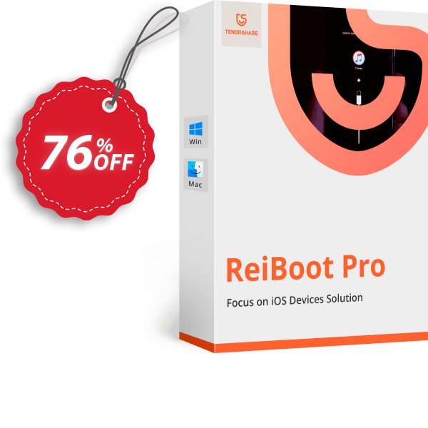 Tenorshare ReiBoot Pro, Yearly Plan  Coupon, discount 76% OFF Tenorshare ReiBoot Pro (1 year license), verified. Promotion: Stunning promo code of Tenorshare ReiBoot Pro (1 year license), tested & approved