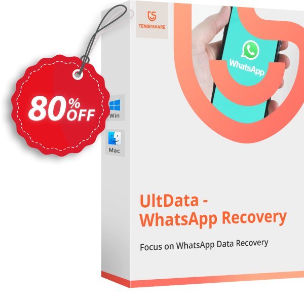 Tenorshare UltData WhatsApp Recovery, Yearly Plan Coupon, discount 80% OFF Tenorshare UltData WhatsApp Recovery (1 Year License), verified. Promotion: Stunning promo code of Tenorshare UltData WhatsApp Recovery (1 Year License), tested & approved