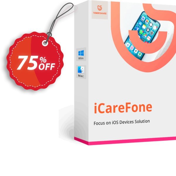 Tenorshare iCareFone, Lifetime Plan Coupon, discount 75% OFF Tenorshare iCareFone (Lifetime License), verified. Promotion: Stunning promo code of Tenorshare iCareFone (Lifetime License), tested & approved