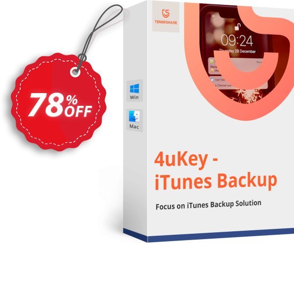 Tenorshare 4uKey iTunes Backup for MAC, Yearly Plan  Coupon, discount discount. Promotion: coupon code