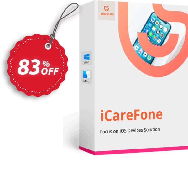 Tenorshare iCareFone, 2-5 PCs  Coupon, discount 83% OFF Tenorshare iCareFone (2-5 PCs), verified. Promotion: Stunning promo code of Tenorshare iCareFone (2-5 PCs), tested & approved
