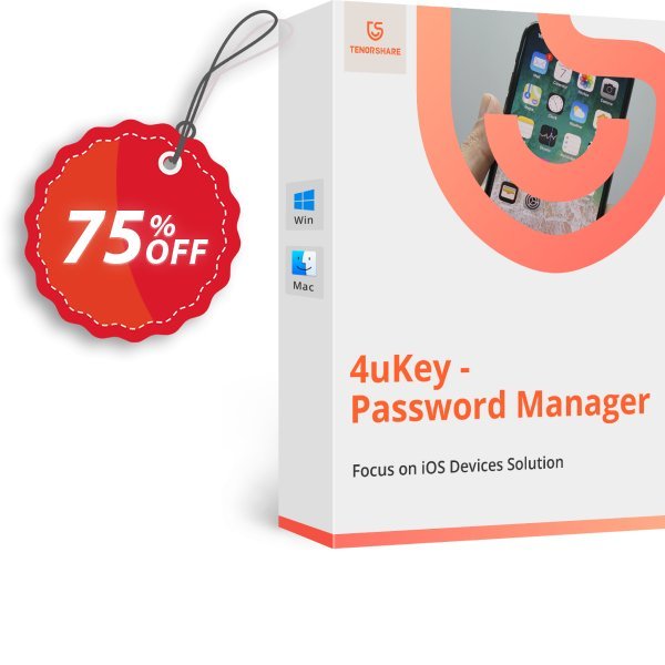 Tenorshare 4uKey Password Manager, Monthly Plan  Coupon, discount 74% OFF Tenorshare 4uKey Password Manager (1 Month License), verified. Promotion: Stunning promo code of Tenorshare 4uKey Password Manager (1 Month License), tested & approved