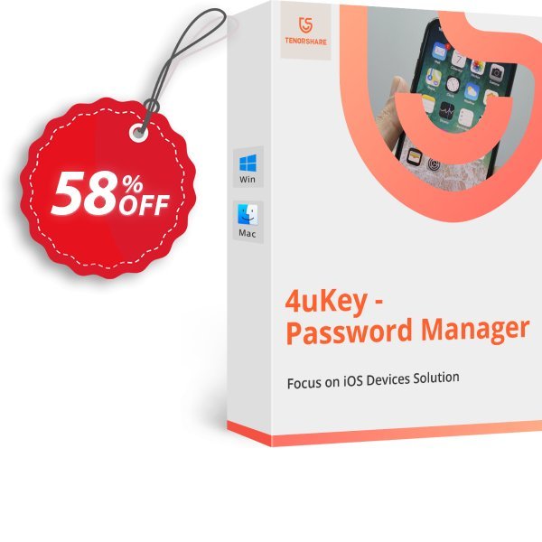 Tenorshare 4uKey Password Manager, Lifetime Plan  Coupon, discount 58% OFF Tenorshare 4uKey Password Manager (Lifetime License), verified. Promotion: Stunning promo code of Tenorshare 4uKey Password Manager (Lifetime License), tested & approved