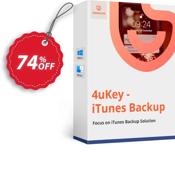Tenorshare 4uKey iPhone Backup Unlock Coupon, discount 10% Tenorshare 29742. Promotion: 