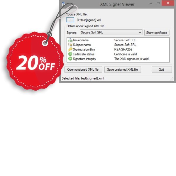 XML Signer, Reseller  Coupon, discount XML Signer (Reseller) Special sales code 2024. Promotion: Special sales code of XML Signer (Reseller) 2024