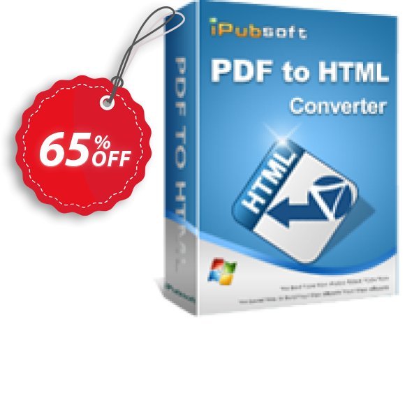 iPubsoft PDF to HTML Converter Coupon, discount 65% disocunt. Promotion: 