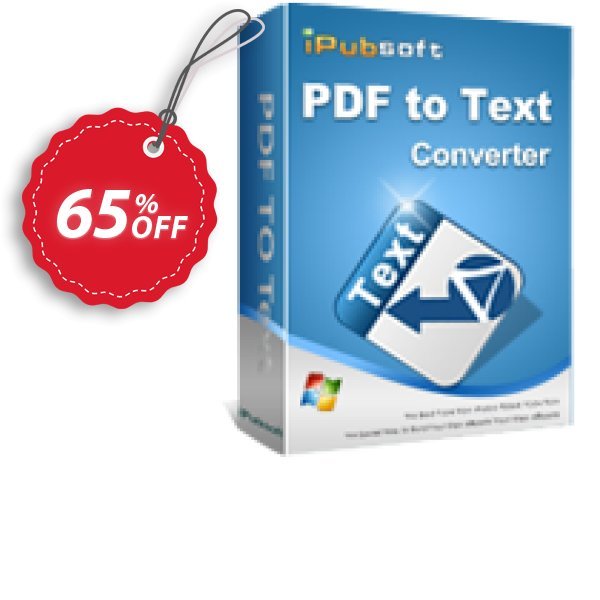 iPubsoft PDF to Text Converter Coupon, discount 65% disocunt. Promotion: 